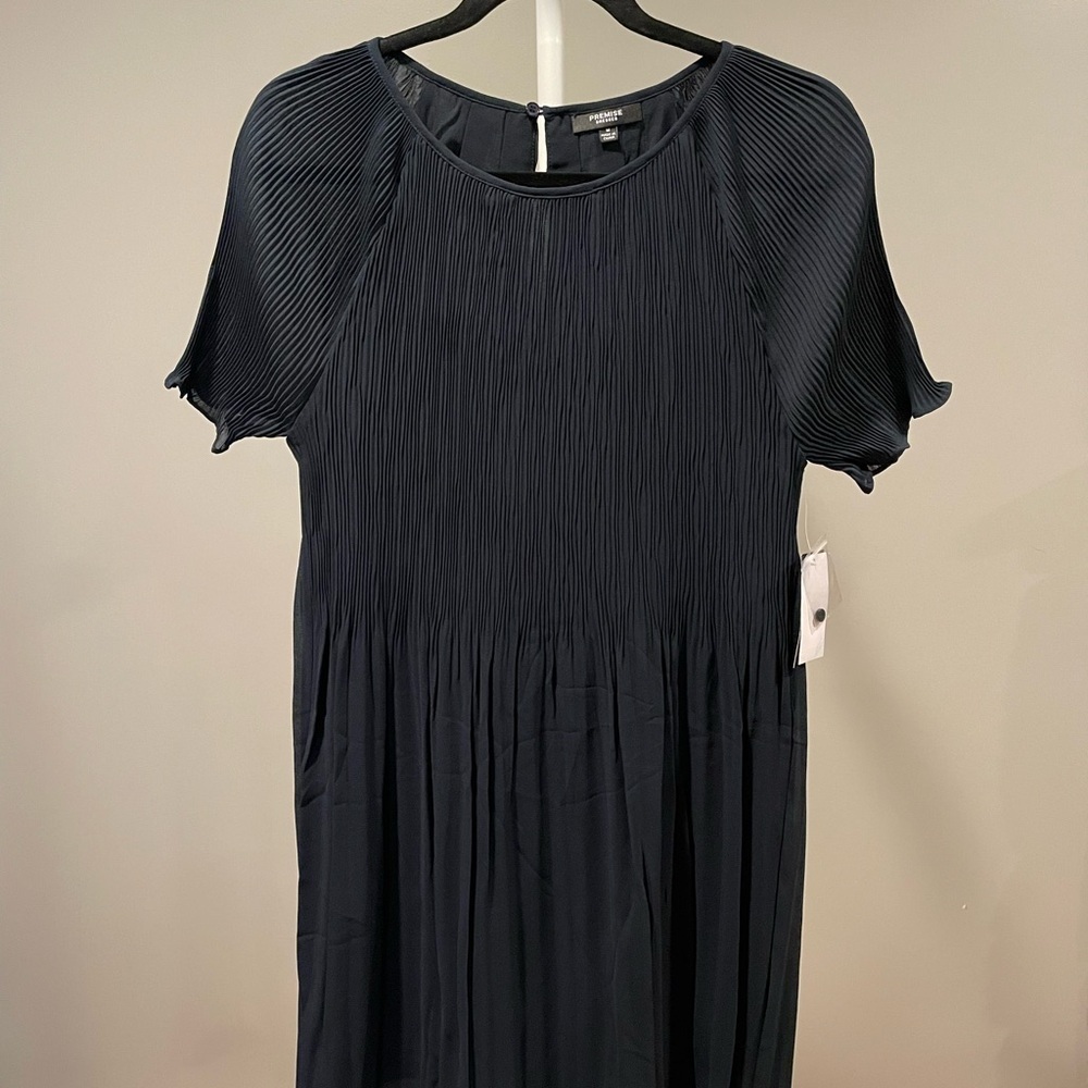 Premise Navy Pleated Dress